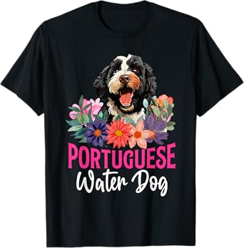 Sunset Retro Portuguese Water Dog - Pet Paw T-Shirt
