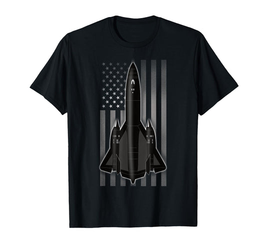 SR-71 Blackbird and American Flag T-Shirt