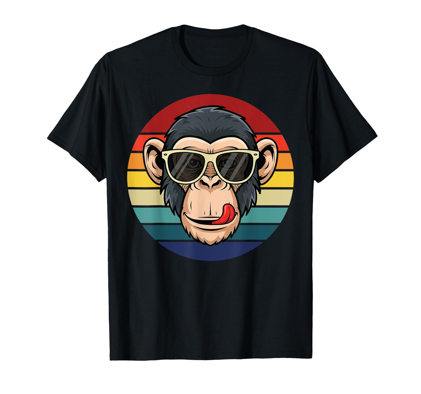 Funny Monkey Cartoon Retro Sunset for Men Women Kids Girls T-Shirt