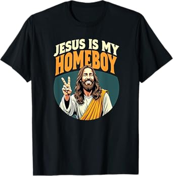 Tennessee Merchant Unisex Adults Jesus Is My Homeboy T-Shirt, Black, Small, Short Sleeve