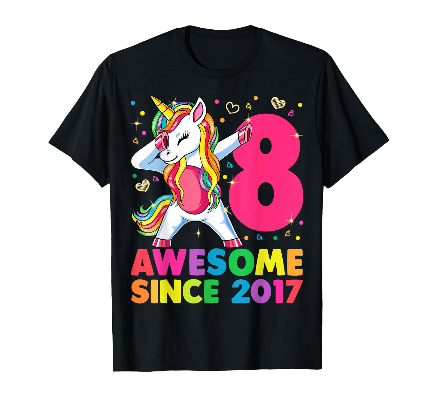 8 Years Old Unicorn Dabbing 8th Birthday Girl Unicorn Party T-Shirt