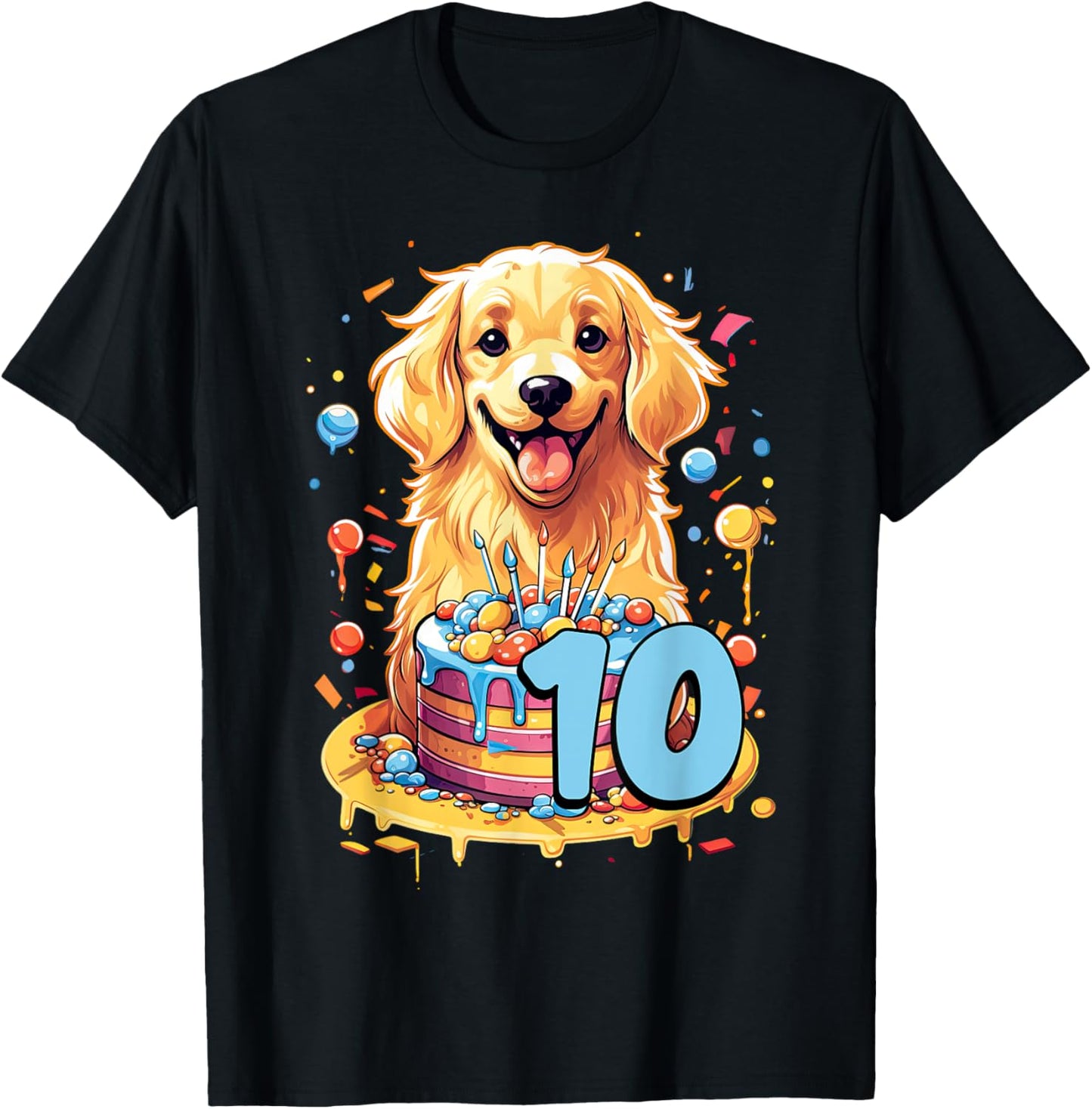 Golden Retriever Dog 10th Birthday Themed Party 10 T-Shirt