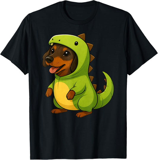 Dachshund Animal Lover Dinosaur Costume Trex Mom Dad Kids T-Shirt