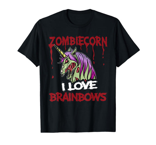 Zombie Unicorn I Love Brainbows Brains Funny Gothic Goth T-Shirt