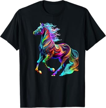 Colorful Rainbow Horse Graphic T-Shirt