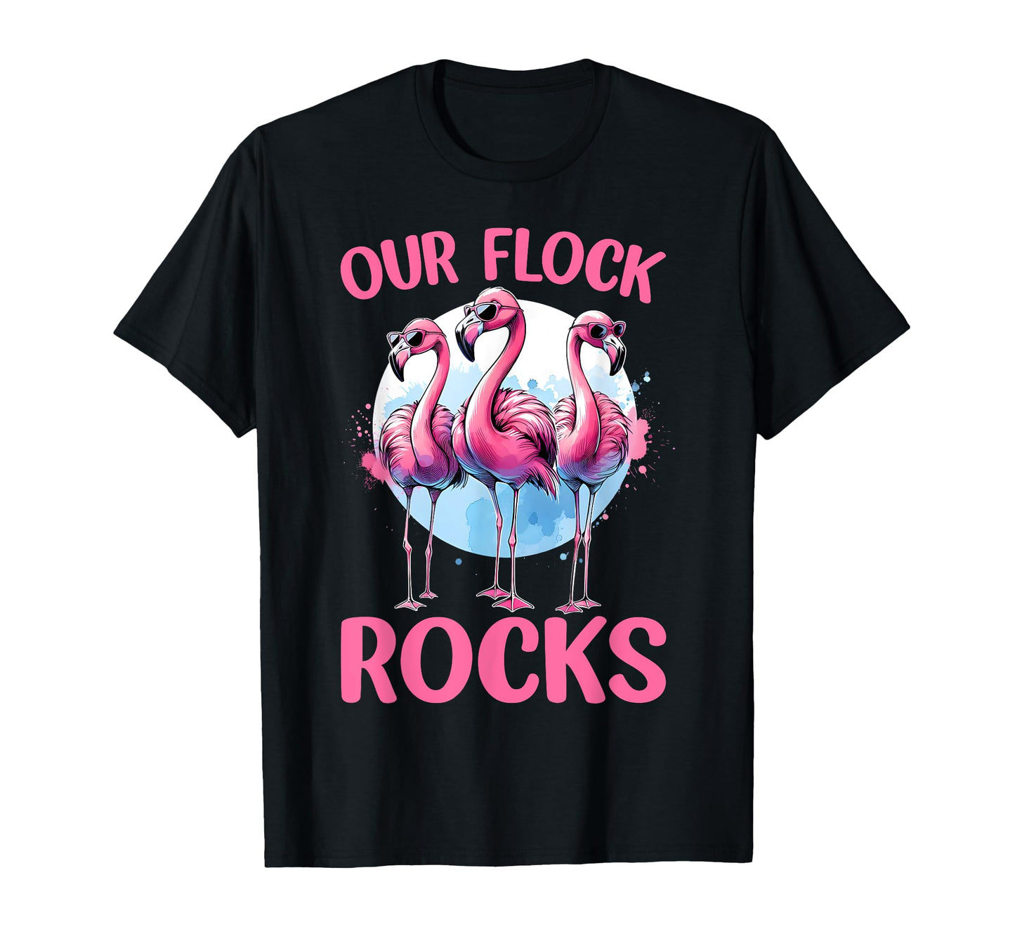 Our Flock Rocks Flamingos Lover Family Vacation Group T-Shirt