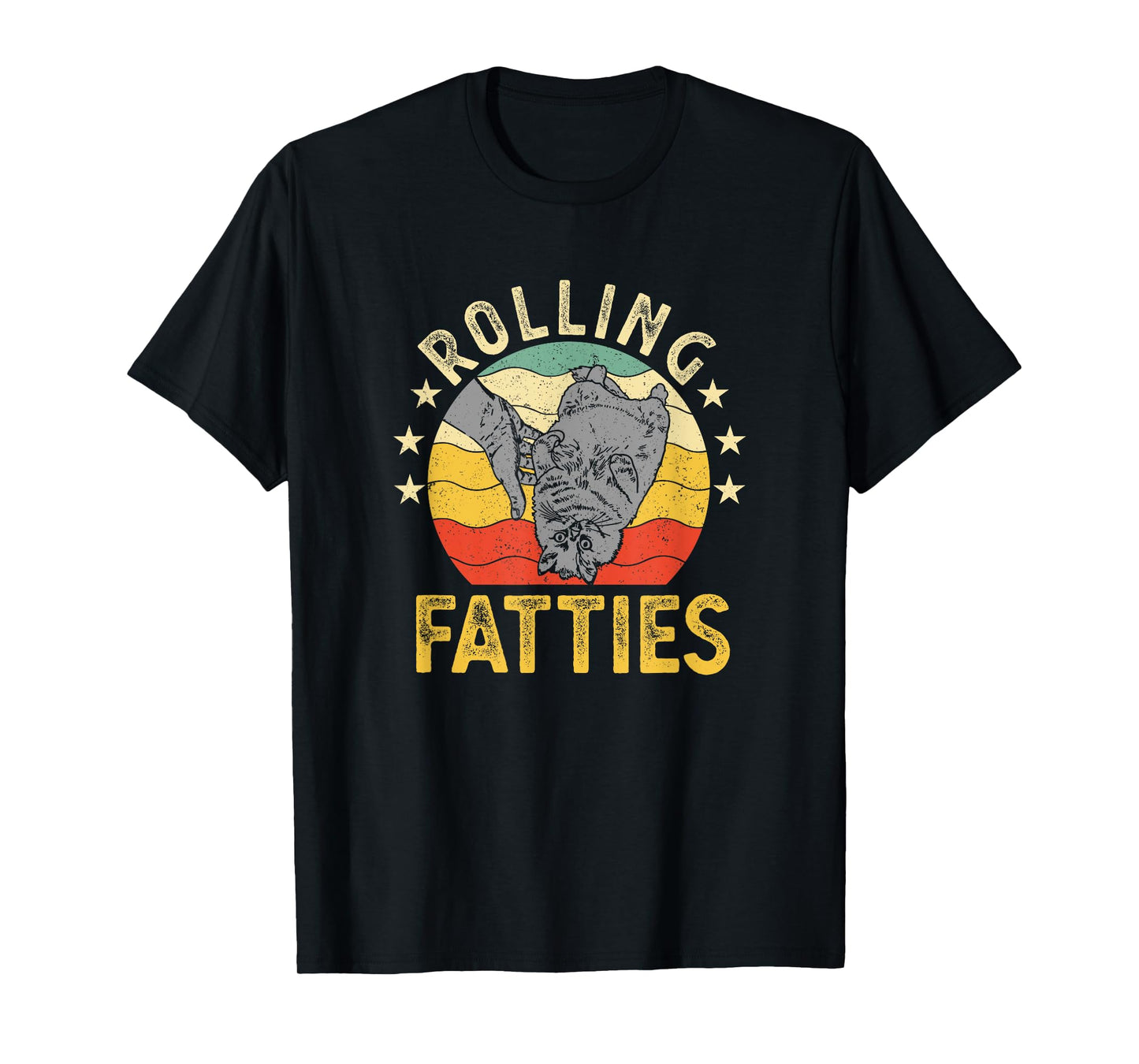 Vintage Rolling Fatties Cat Retro Kitty Kitten Meow Lover T-Shirt for Men Women