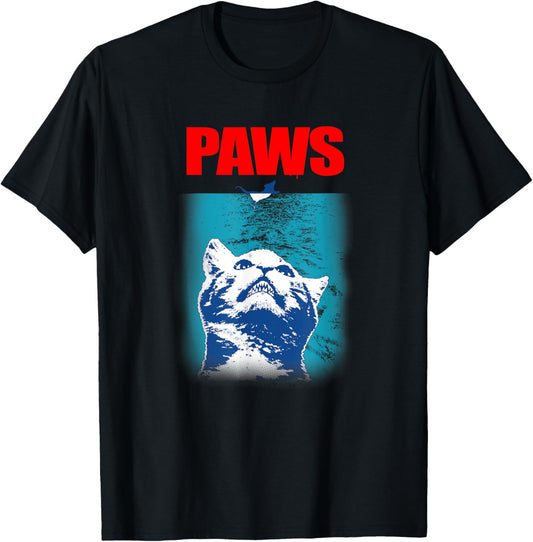 Paws Underwater Shark Attack T-shirt Funny Cat Parody Gift T-Shirt