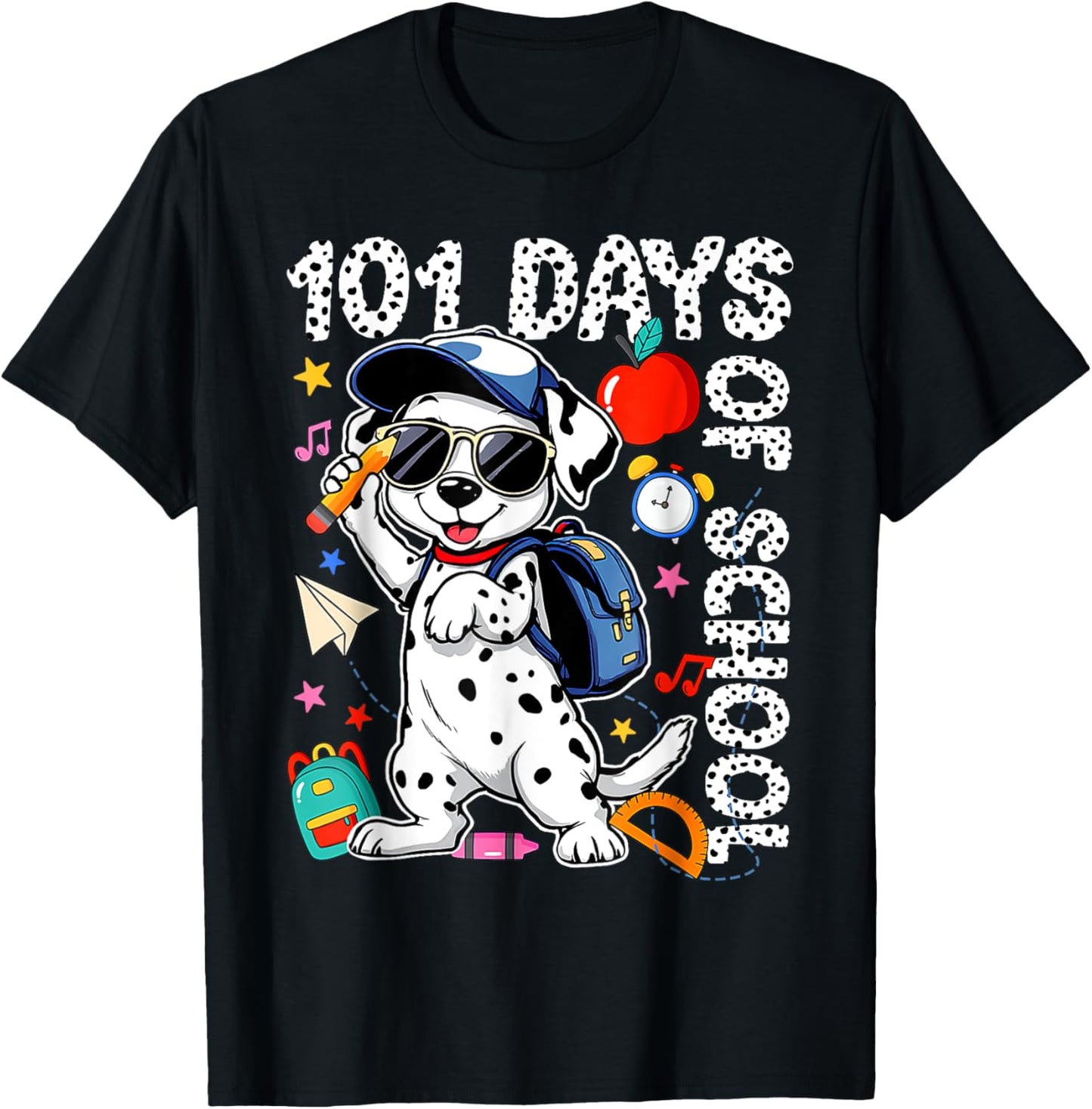 Happy 101 Days Of School Funny Cute Dog Student Teacher T-Shirt
