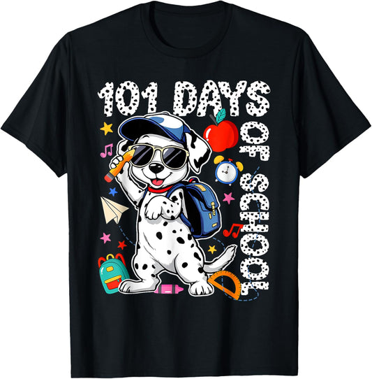 Happy 101 Days Of School Funny Cute Dog Student Teacher T-Shirt