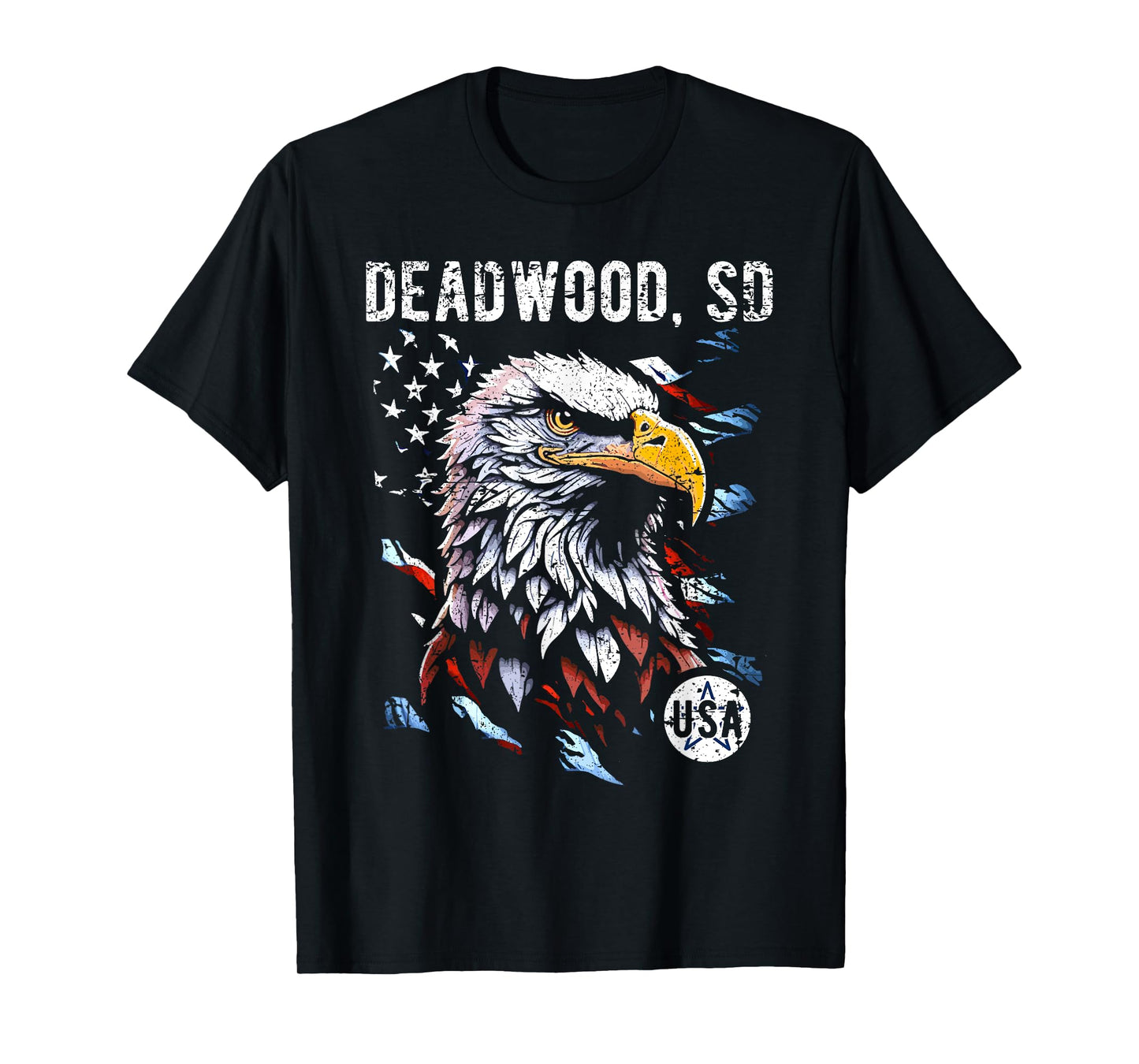 Deadwood SD Patriotic Eagle USA Flag Vintage Style Design T-Shirt for Women Kids Men