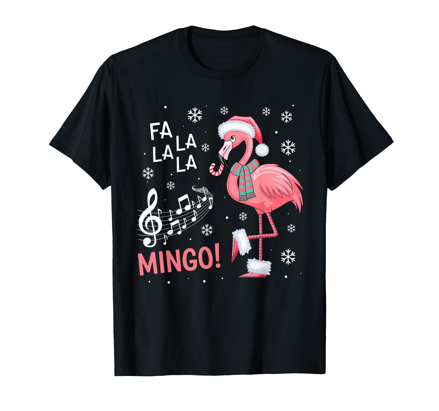 Fa La La Mingo Flamingo Candy Cane Christmas T-Shirt