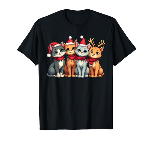 Santa Cat Light Gorgeous Reindeer Pajama Cat Christmas Pj T-Shirt for Men Women Kids