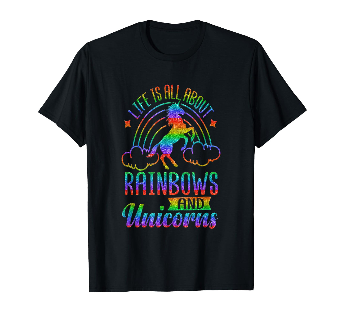 Life Is All About Rainbows And Unicorns Shirt Girls Ombre T-Shirt