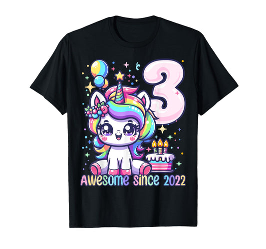 Unicorn 3rd Birthday 3 Year Old Unicorn Party Girls Outfit T-Shirt