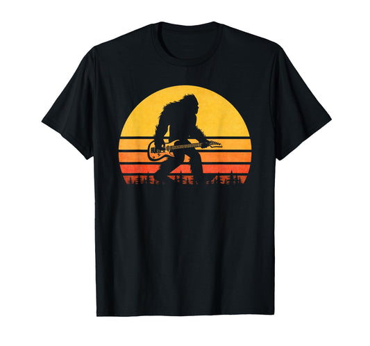 Retro Bigfoot Guitar T-Shirt, Vintage Sasquatch Rocker Tee T-Shirt