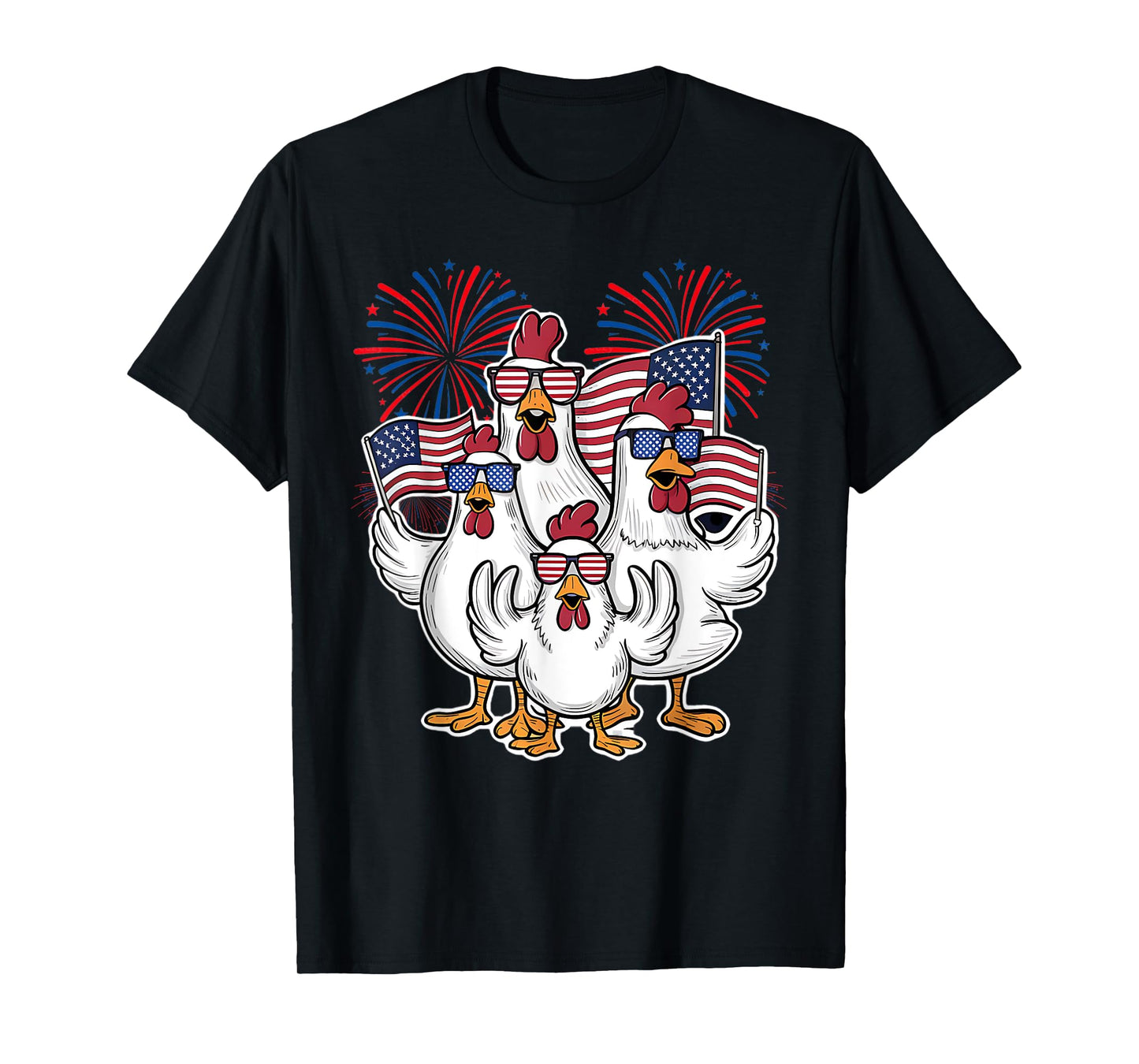 Chicken Fourth of July Patriotic USA Flag 4th July Chicken T-Shirt