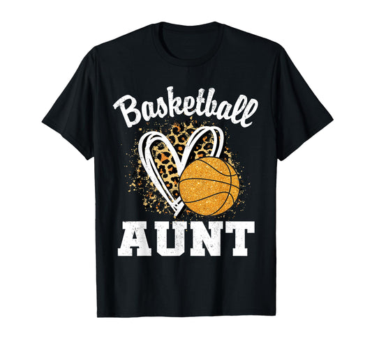 Basketball Aunt Leopard Heart T-Shirt