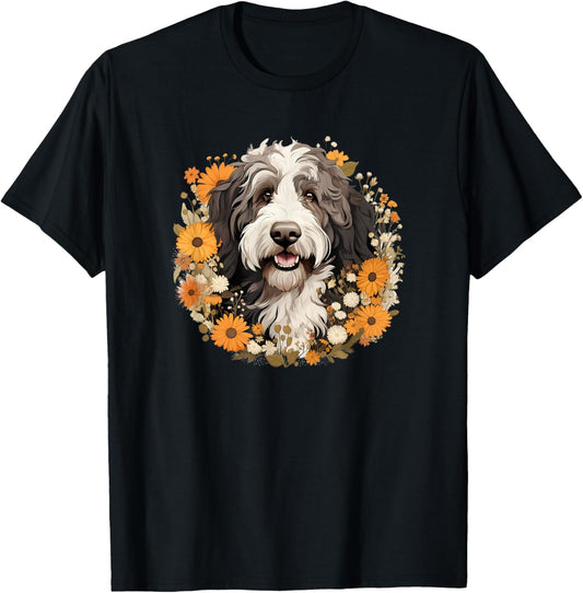 Cute Funny Wild Flowers Sheepadoodle Lover T-Shirt