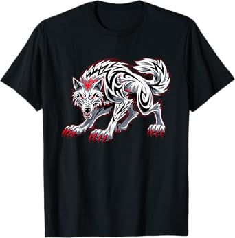 Funny Black Aggressive Wolf Red Eyes Werewolf T-Shirt