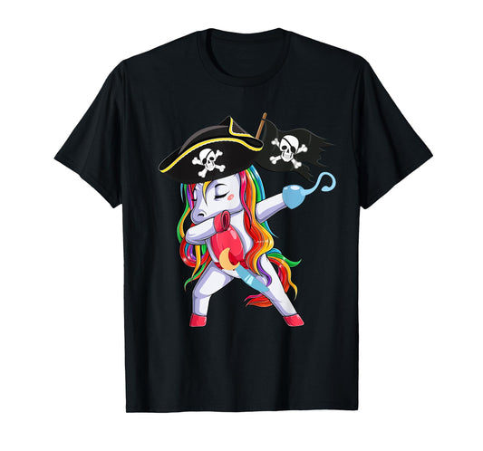 Halloween Dabbing Cute Pirate Unicorn Apparel Kids Girls T-Shirt