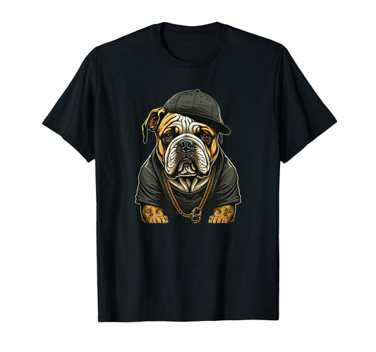 Funny Bulldog Dog Rap Hip-hop Rapper R&B Men Women Girls Kids T-Shirt