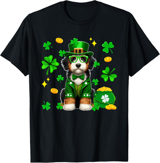 Bernedoodle Sunglasses Lucky St. Patrick's Day Coin Clovers T-Shirt
