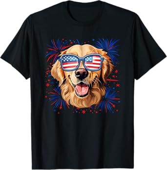 American 4th Of July Golden Retriever T-Shirt