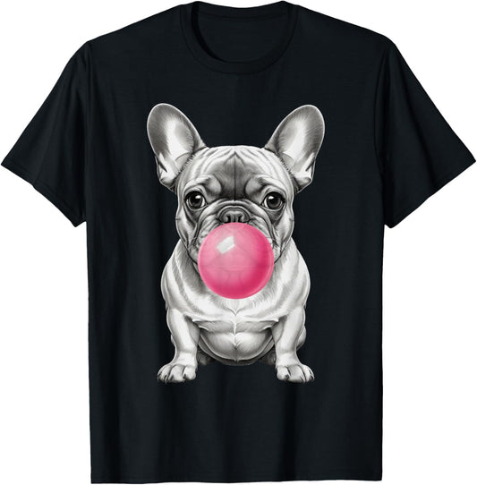 French Bulldog Bubble Gum Fun Frenchie Love Design T-Shirt