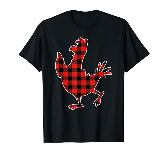 Red Buffalo Plaid Pajama Chicken Merry Christmas T-Shirt