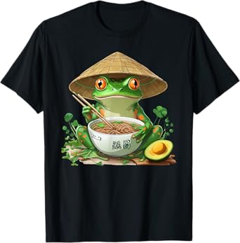 Frog Eating Ramen Kawaii Japanese T-Shirt