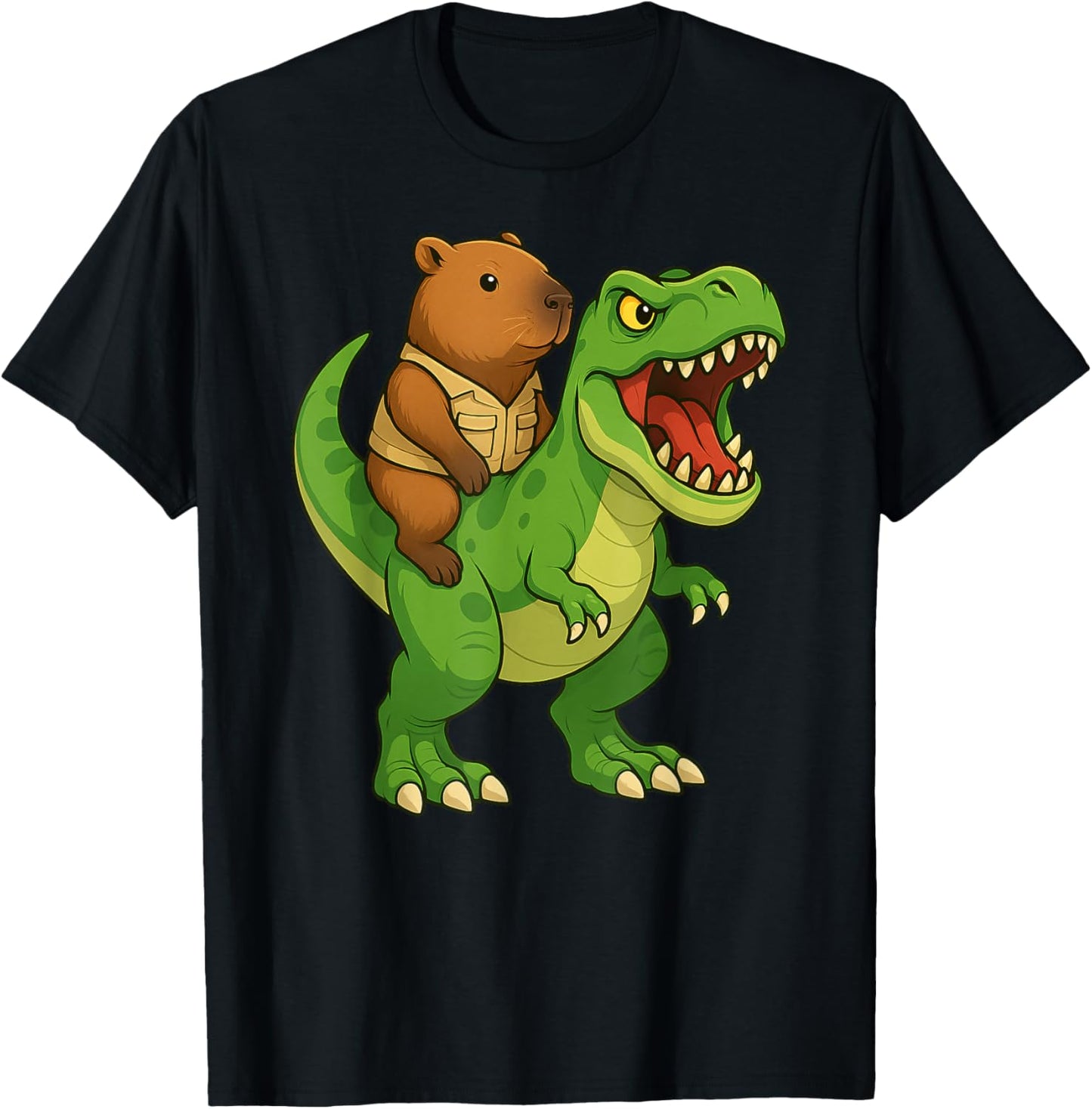 Funny Capybara Dinosaur Trex Zoo Animal Lover Boys Girl Kids T-Shirt