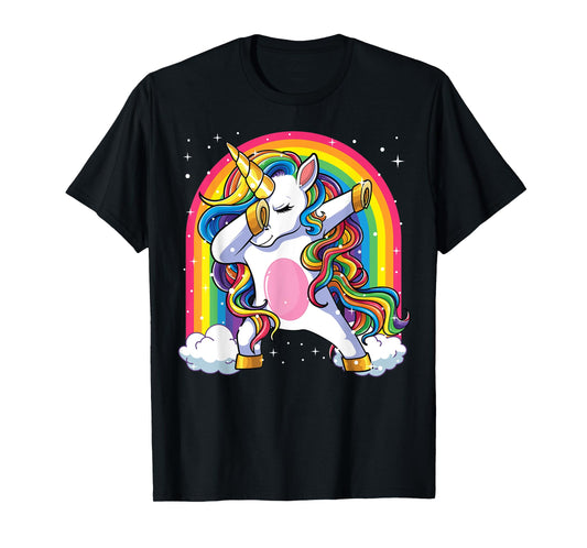 Dabbing Unicorn Shirt Girls Kids Unicorns Women Rainbow T-Shirt