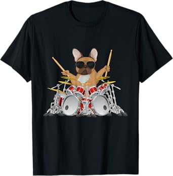 Drummer French bulldog drums drumming dog T-Shirt