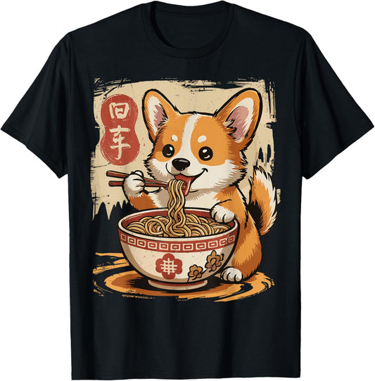 Corgi Eating Ramen T-Shirt