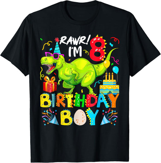 Rawr I'm 8Th Birthday Boy Dinosaur T-Rex 1 Years Old T-Shirt