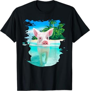 Bahamas Swimming Pigs T-Shirt Pig Swim Beach Holidays Shirt T-Shirt