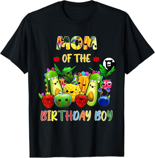 Mom Of The Birthday Boy Family Fruit Birthday Hey Bear T-Shirt