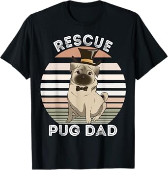 Rescue Pug Dad Tee Funny Vintage Dog Lovers Men Women Kids T-Shirt