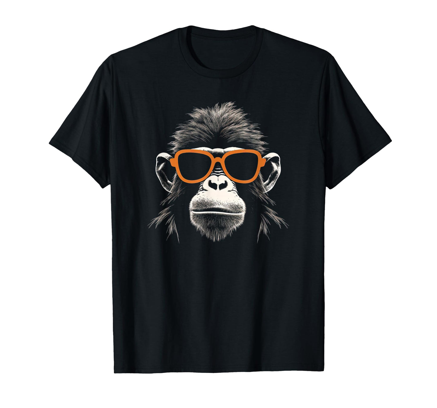 Cool Monkey With Retro Sunglasses Stencil Art Gorilla Face T-Shirt