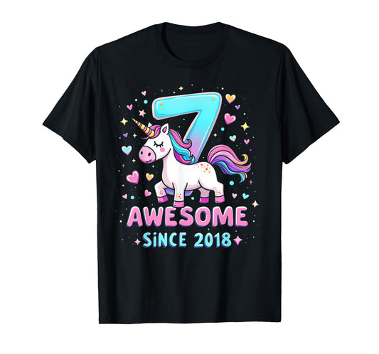 7 Year Old Unicorn Gifts For Girls 7th Birthday Girl Party T-Shirt