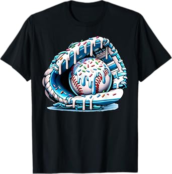 Baseball Drip Ice Cream Sprinkles Baseball Glove T-Shirt