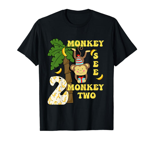 2 Years Old Monkey Party Themes 2nd Birthday T-Shirt