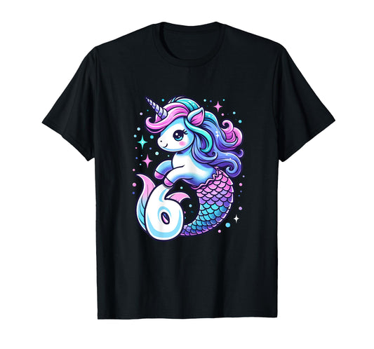 Unicorn Mermaid 6th Birthday 6 Year Old Party Girls Outfit T-Shirt