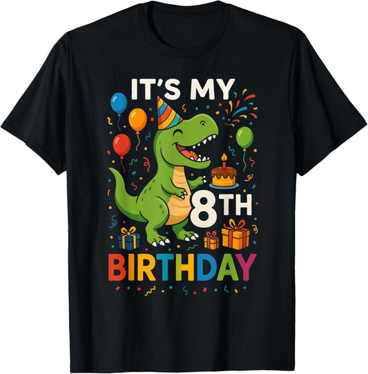 It’s My 8th Birthday Dinosaur Party Fun for Girl and Boy T-Shirt