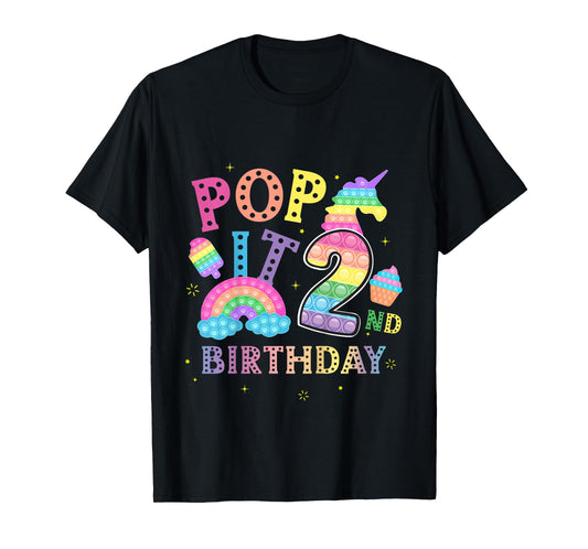 2nd birthday pop 2 year popping party for girls pop it T-Shirt