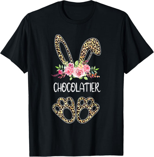 Chocolatier Bunny Leopard Flowers Easter 2022 T-Shirt