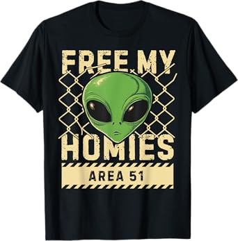 Free My Homies Area 51 Funny Alien UFO Boys Kids Men Women T-Shirt