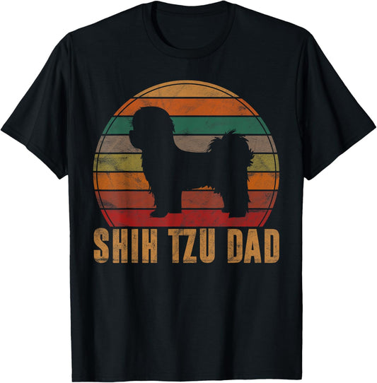 Retro Shih Tzu Dad Gift Daddy Apparel Dog Owner Pet Father T-Shirt