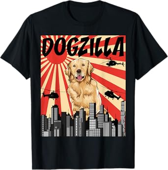 Funny Retro Japanese Dogzilla Golden Retriever T-Shirt